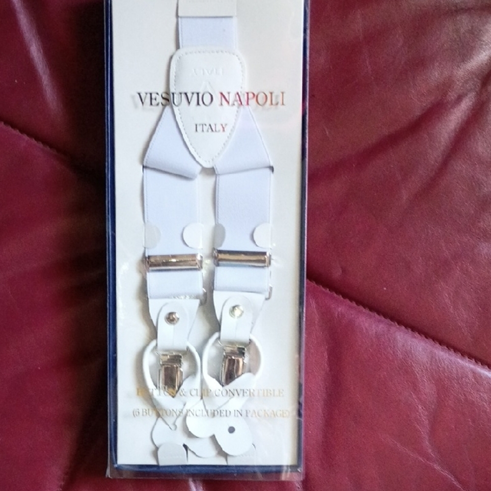 Vesuvio Napoli White Men's Dress Suspenders